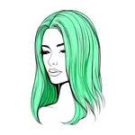 wig of long light green hair image